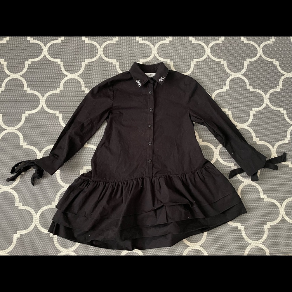 LOUD Apparel dress black ties fringe ruffle